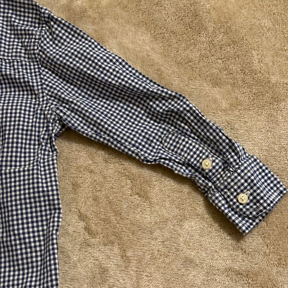 Ralph Lauren Boys Navy Blue Gingham Check Long Sleeve Button Down Shirt 2T